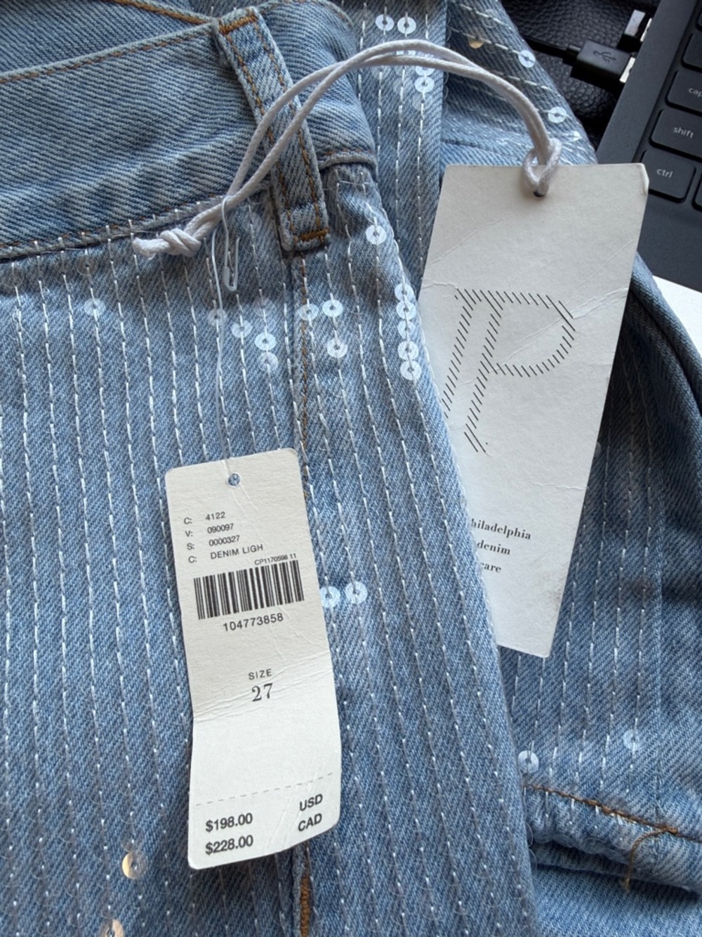 Anthropologie Pilcro Sequin Skater High Rise Wide Leg Jeans Sparkle Sz 27 NEW - Picture 12 of 15